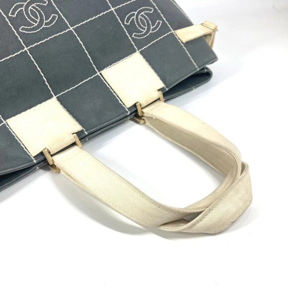 CHANEL CC CC Mark chocolate bar Shoulder Bag, horizontal Tote Bag gray/White - Picture 8 of 13